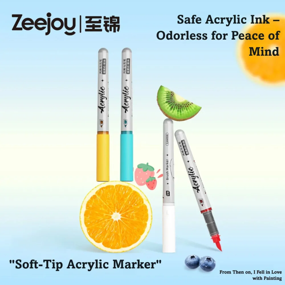 

Zeejoy Acrylic Brush Markers Set with Portable Case, Liquid Ink Art Acrylic Paint Markers Set for Art and DIY Crafte