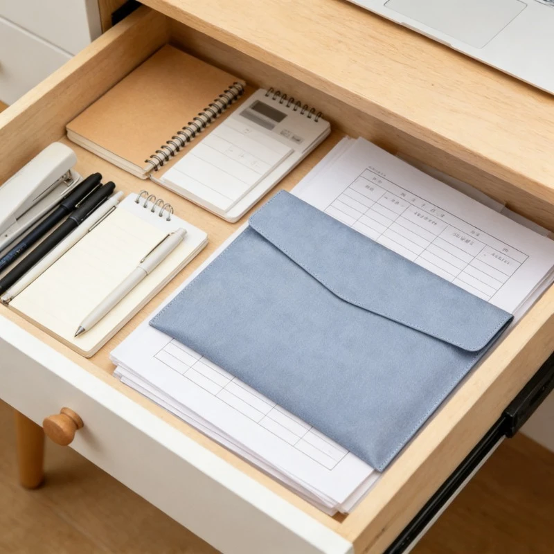 

Document Bag Faux Leather A4 Folder Business Office School File Storage Portable Practical Daily Stationery Organizer Paper