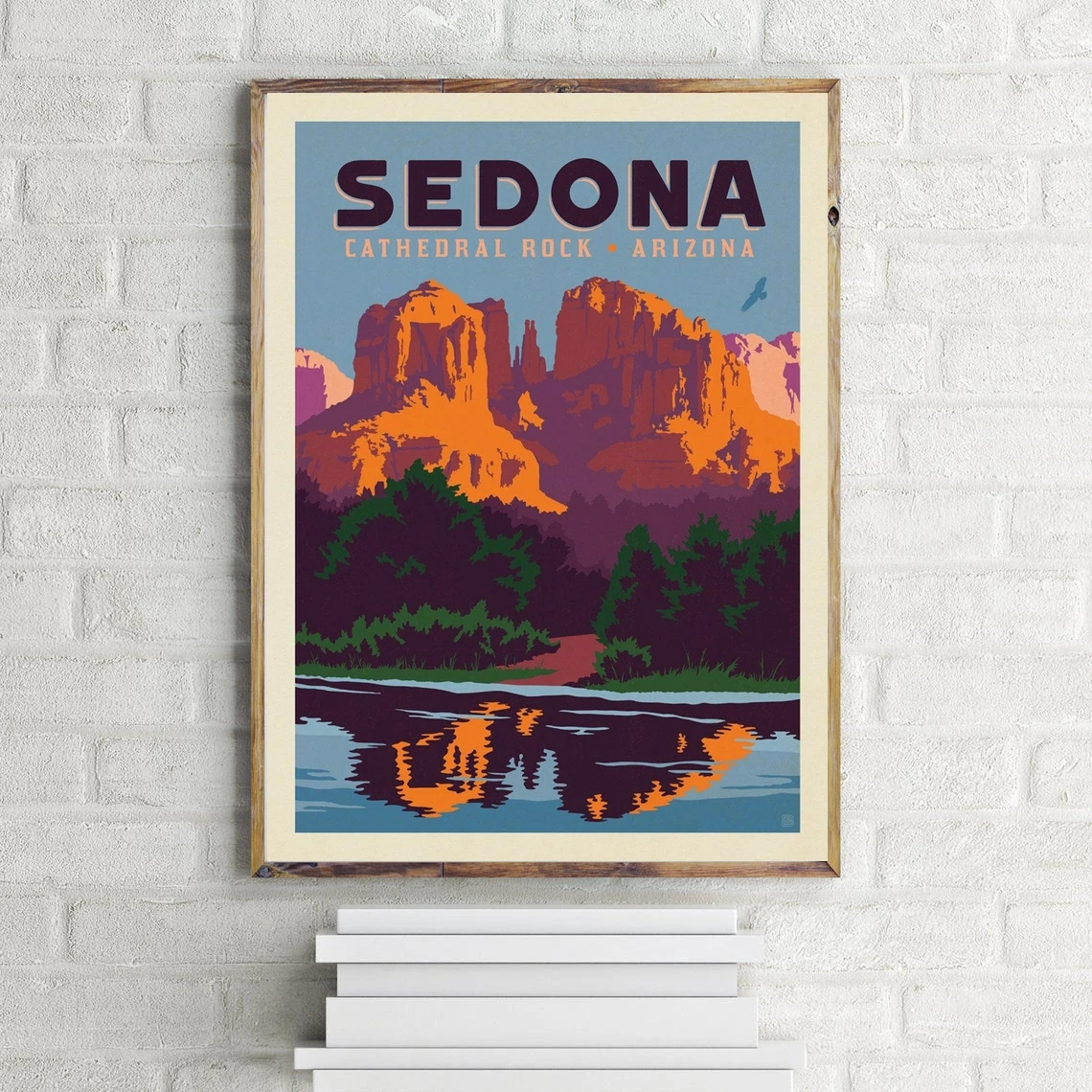 Sedona AZ Travel Poster, Cathedral Rock Vintage Art Print, Travel Gifts For Dad, Home Office Wall Art Print Decor, Souvenir #2