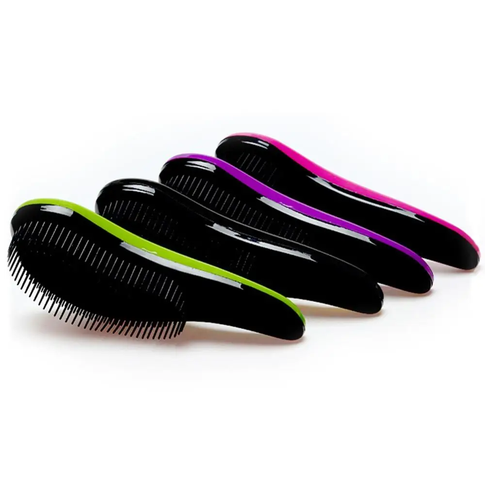 Mini brosse à cheveux antistatique, poignée, tête, cuir chevelu, massage, peigne, support, poignées bouclées, angle, salon, coiffure, style