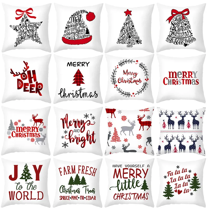 45x45cm Christmas Cushion Cover  Merry Christmas Decoration For Home 2024 Xmas Noel Navidad Cristmas Ornament New Year Gift 2025