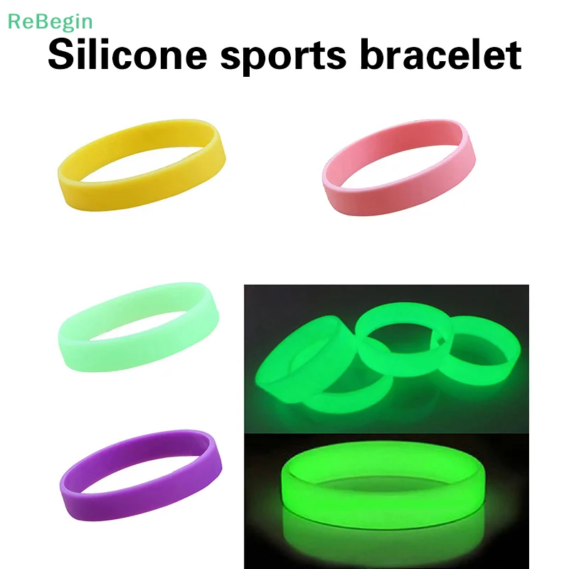 Outdoor Running Cycling Basketball Sports Silicone Candy Color Bracelet Night Glow Silicone Bracelet