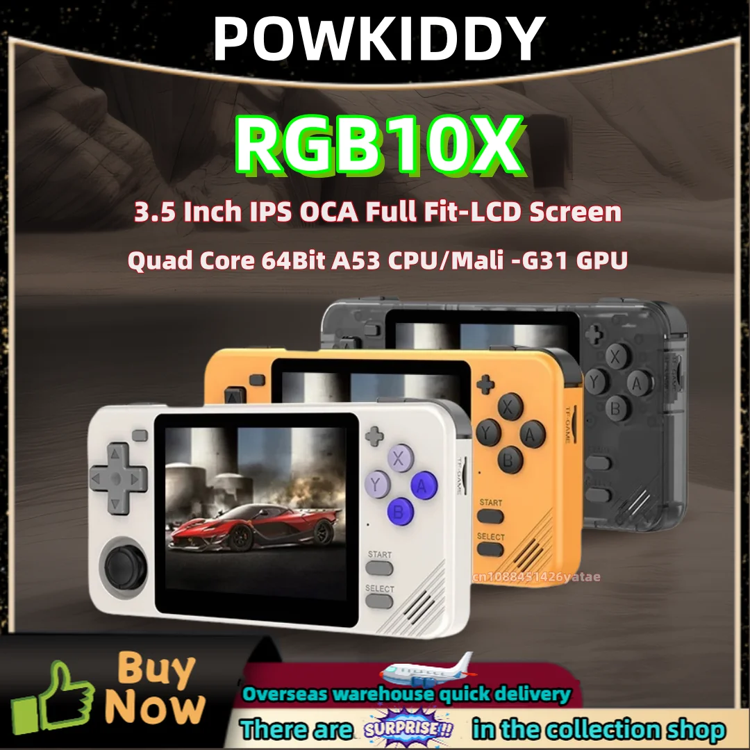 POWKIDDY RGB10X Retro Handheld Game Console 3.5 Inch 4:3 IPS Screen RK3326 Opendinglinux Portable Video Game Players 128G Gift