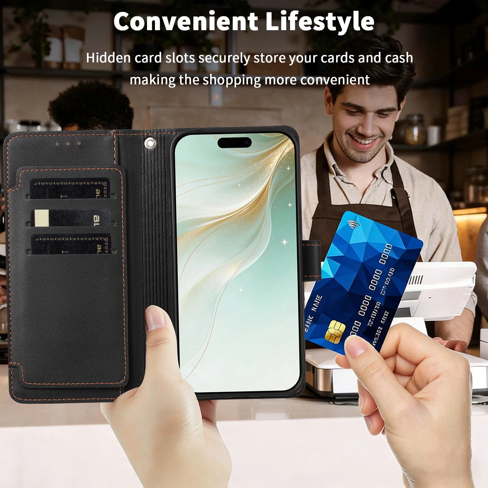 Shockproof Flip Magnetic Wallet Case Card Slot Kickstand For Samsung Galaxy J7 J7 Pro J6 J6 Plus J5 J4 J4 Plus J3 J3 Pro Cover view 3