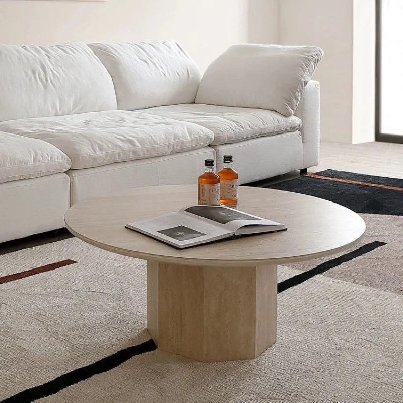 

Wabi Sabi coffee table coffee table marble round designer French travertine rock slab