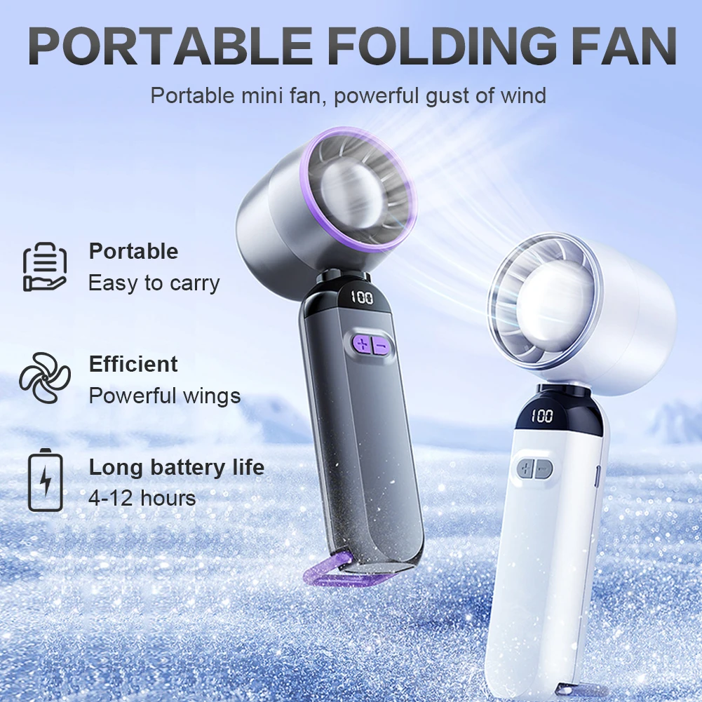 4000mAh 3000mAh Rechargeable USB Fan 100 Speeds Digital Display Portable Turbo Fan Outdoor Travel Small Electric Air Cooler Fans