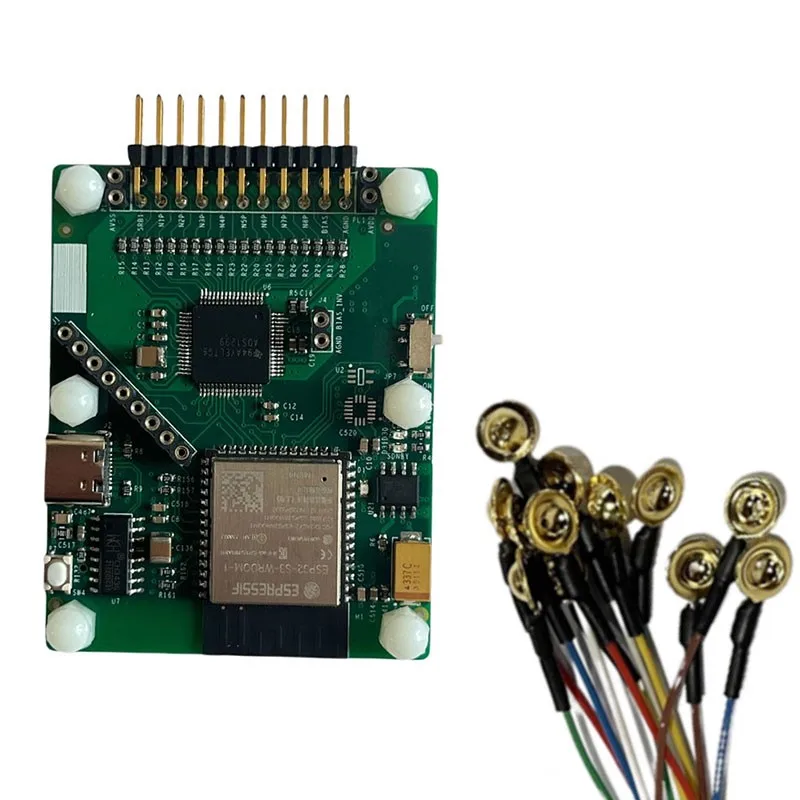 NEW ADS1299 8-Channel EEG Acquisition Module WiFi + USB Version Brain Wave Sensor EEG/BCI with 8 Gold Cup Electrodes