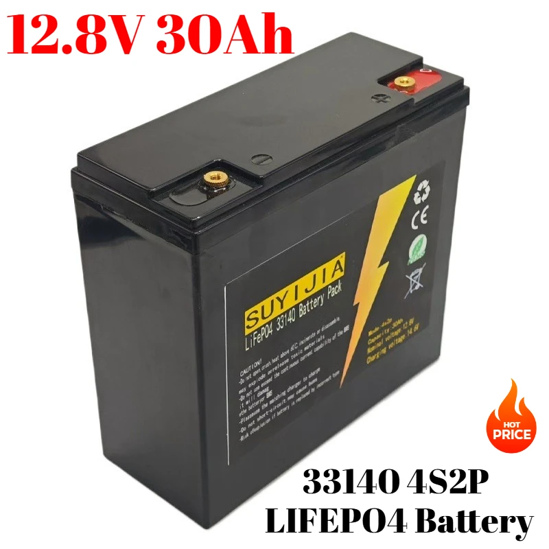 

SUYIJIA 33140 4S2P 12.8V 30AH LIFEPO4 Battery withBMS Protection Board for Solar Panel Energy Storage Uninterrupted Power Supply