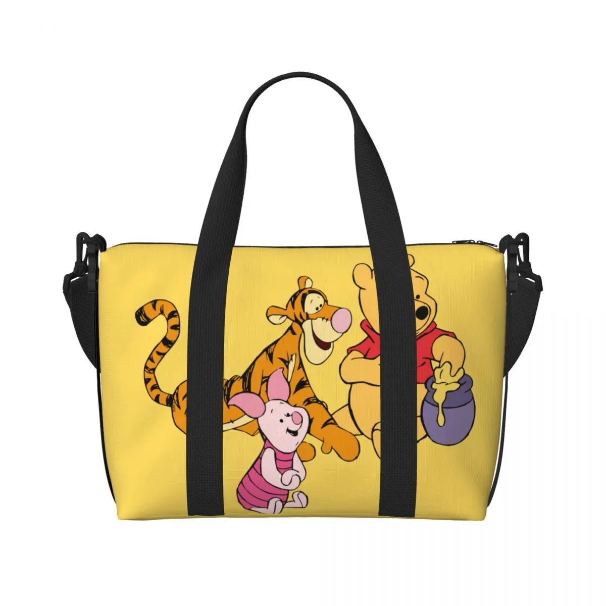 Custom Large My Friends Tigger Pooh Tote Bag for Women Cartoon Shopping Shoulder Beach Gym Travel Bag