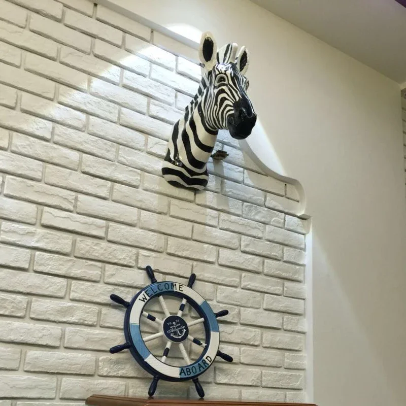 [MGT] Wall Decoration Sculpture Zebra Head Statue Home Decoration Accessories Resin Animal Statue Christmas Room Decor Nodic