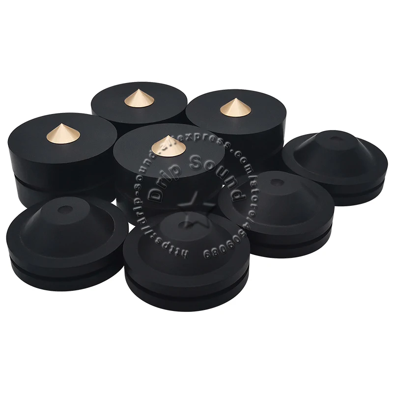 43 мм/1,69 дюйма, регулируемый динамик из черного дерева, HIFI аудиоусилитель, противоударная подставка, изолирующая подставка для ног, базовые подушечки # Черный