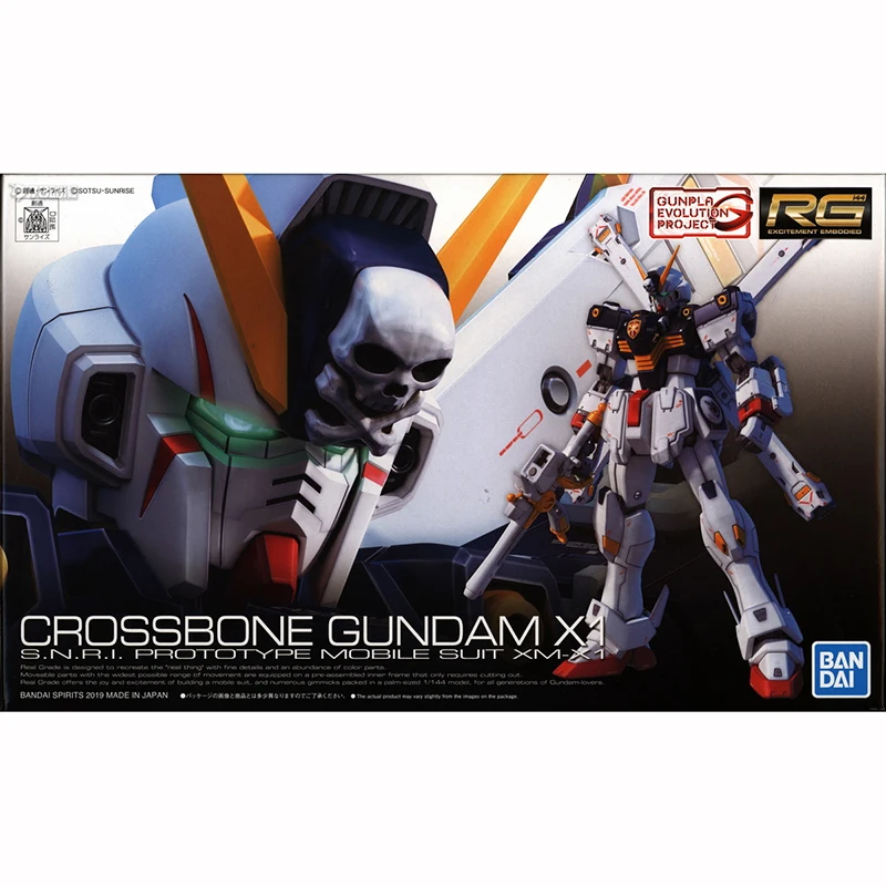 Bandai Original Gundam Model Kit RG 1/144 CROSSBONE GUNDAM X1 Anime Action Figure Assembly Toys Children's Gifts