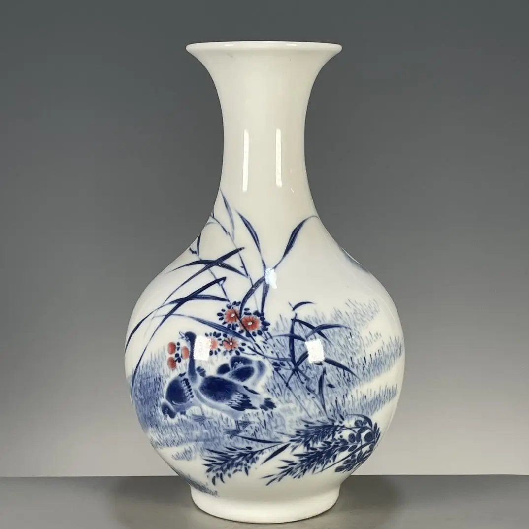Blue & Underglaze Red Appreciation Vase with Flower & Bird Motifs, Guangxu Mark