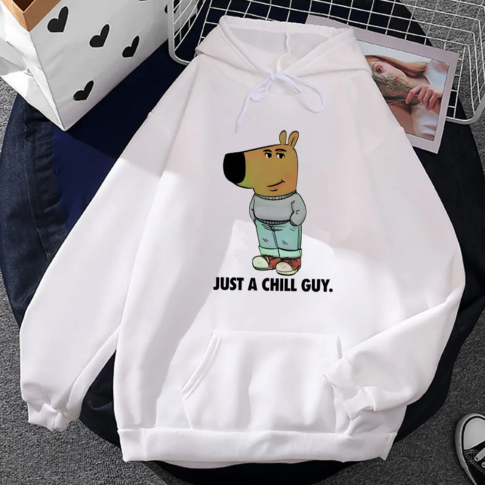 Just A Chill Guy hoodie bermotif uniseks, Sweatshirt motif kartun lucu, pullover musim dingin pria/wanita, kaus grafis lengan panjang untuk pria/wanita