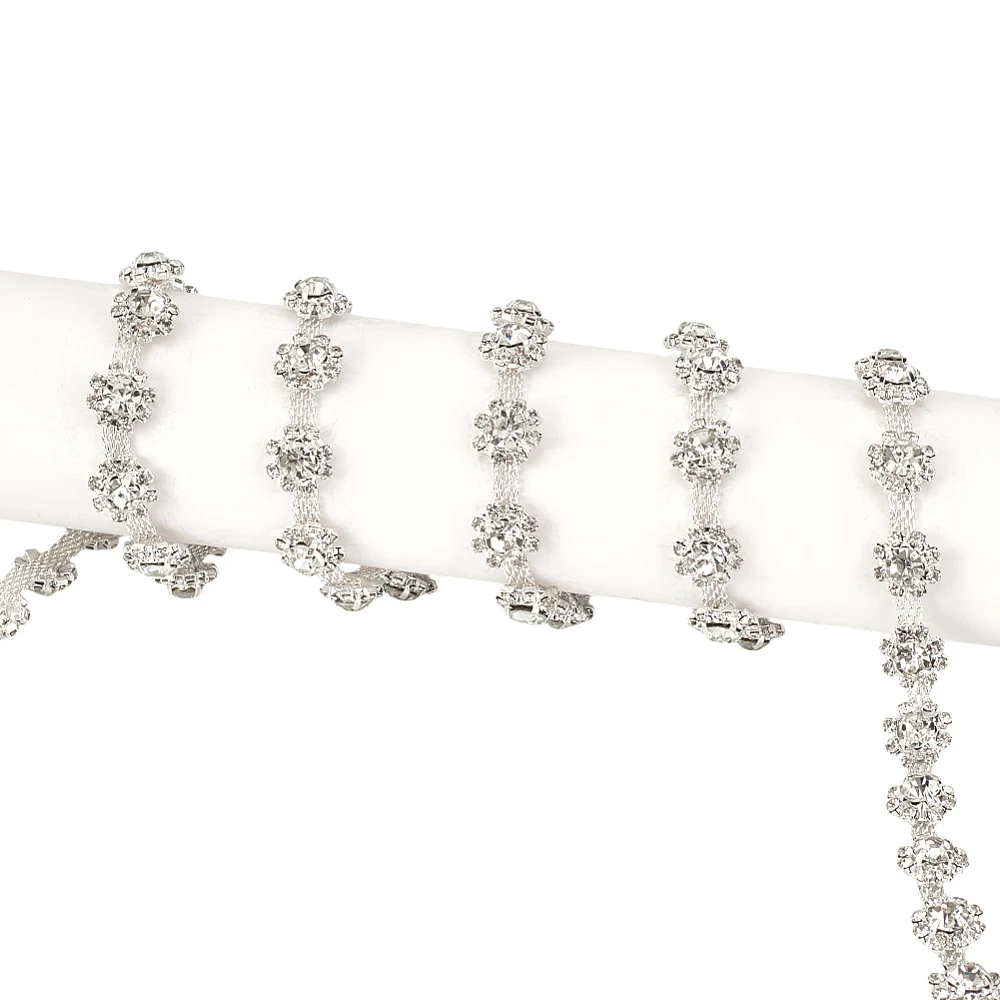 2.5Yards Rhinestone Trim Chain Rhinestones Chain for Clothes Applique Stringing Ribbon for Sewing DIY Jewelry Wedding Party