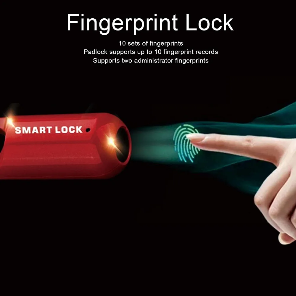 Imagem -03 - Smart Keyless Fingerprint Cadeado Biométrico Mochila Bloqueio Recarregável Ginásio Escola