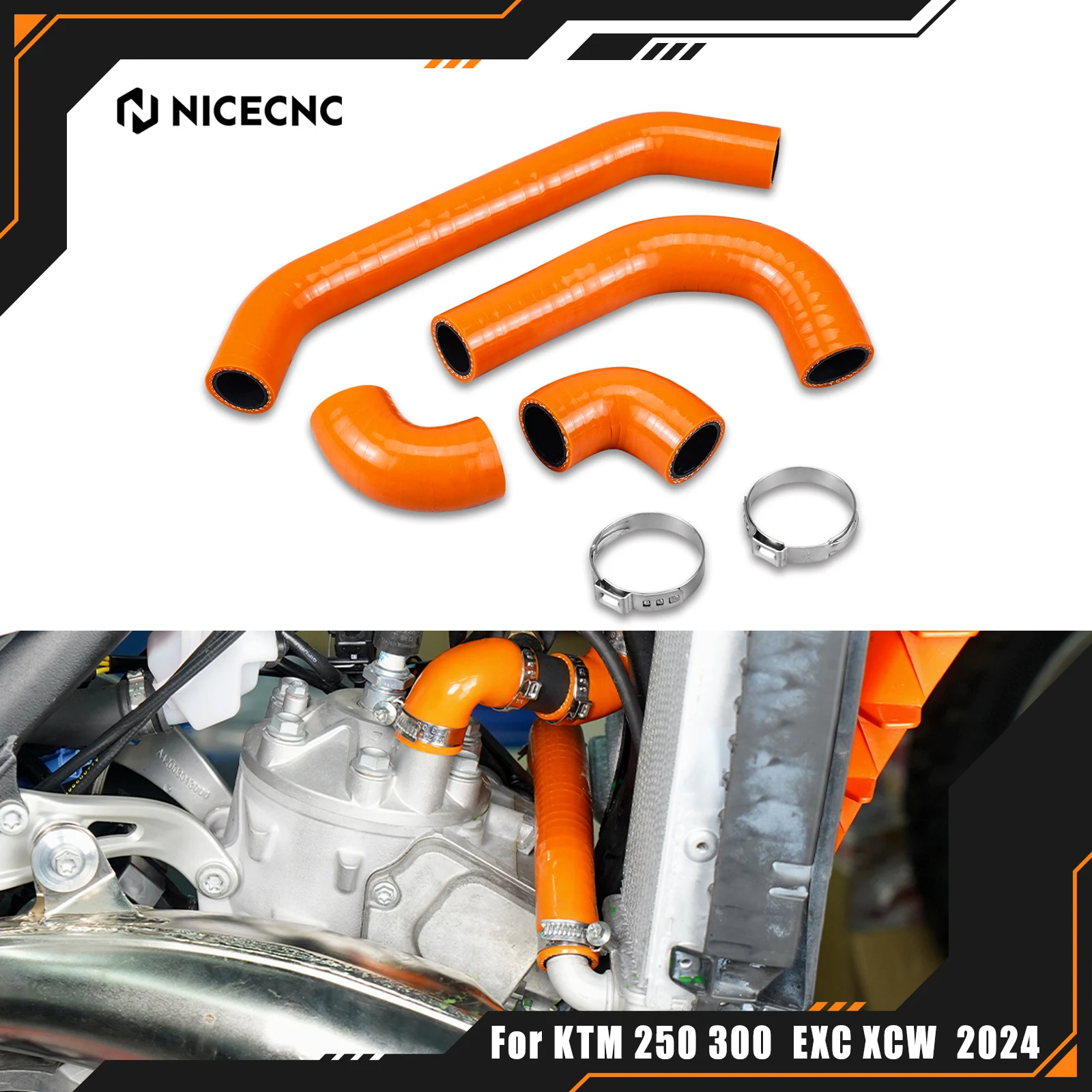 

Комплект силиконовых шлангов радиатора NICECNC для KTM EXC 300, EXC 250, XCW 300 2024, SX 250, XC 300, а также для Husqvarna TE 300, GasGas EC 300