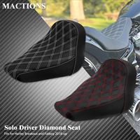 Motorcycle Seat Cushion Solo Seat Low For Harley Softail Breakout Fat Boy 2018-2023 Driver Pillion Cushion Diamond PU Leather