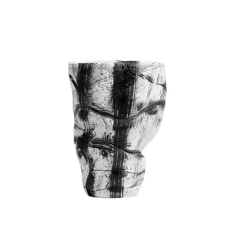 

New Chinese black and white, art vase flower arrangement, office living room, soft decoration