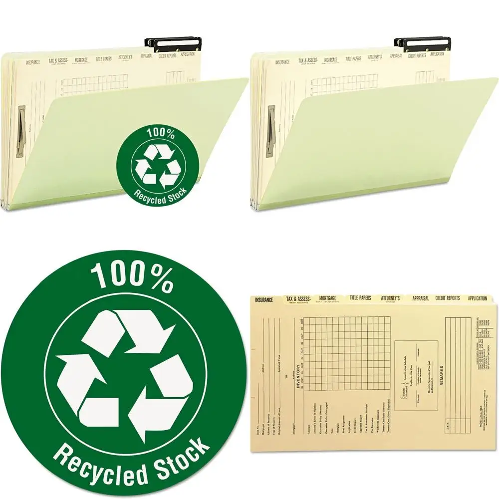 

Папка для язычков под давлением размера с плоской металлической вкладкой в правом положении 2/5 вырезов, серая/зеленая, ширина 14-3/4, высота x 10