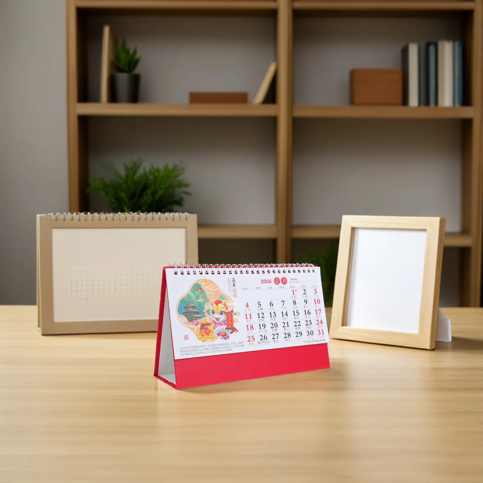 Настольный календарь с лунным Новым годом и лошадью зодиака, традиционная эстетика, ретро-очарование, прозрачный дисплей даты, годный календарь