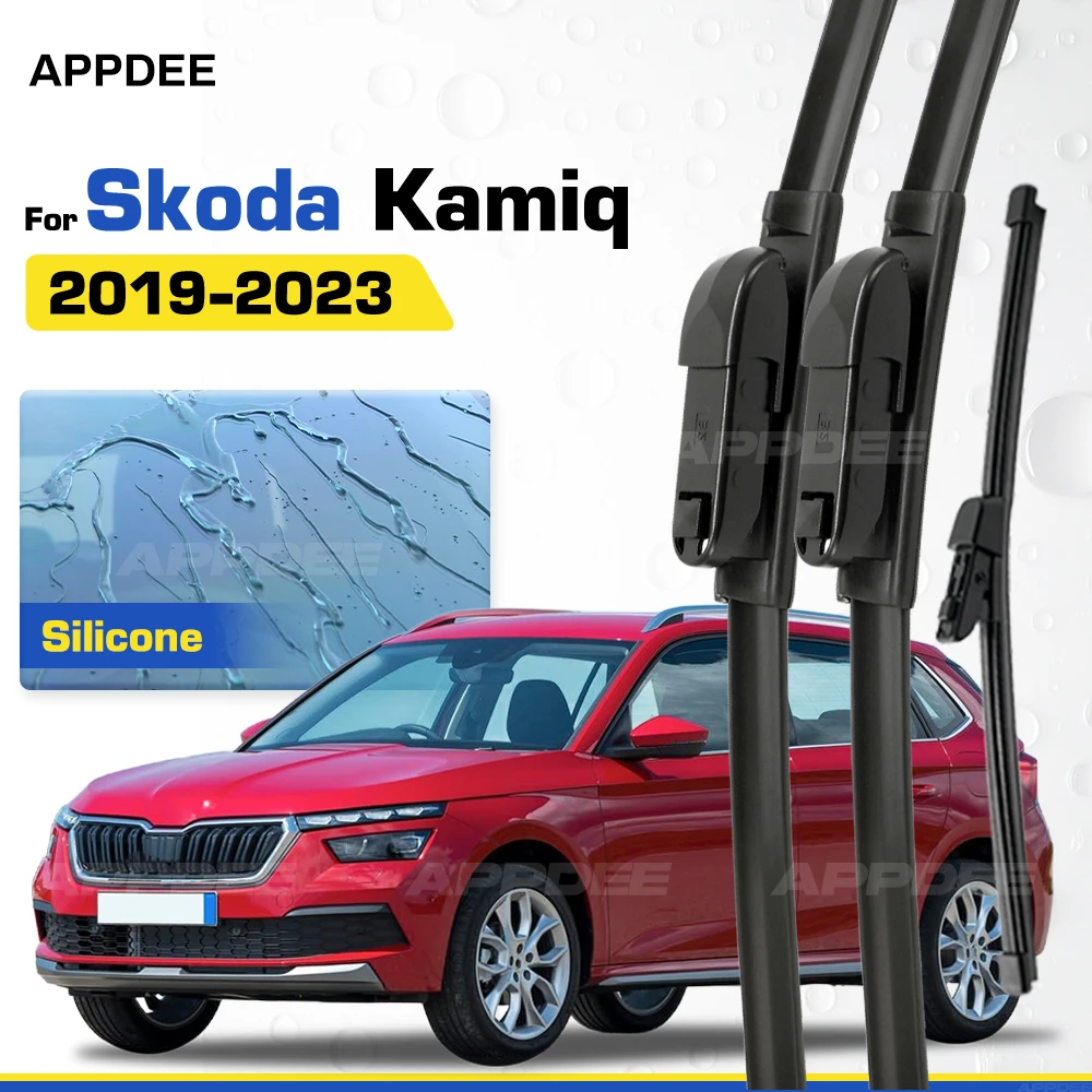 Silicone & Rubber LHD&RHD Front & Rear Wiper Blades Set For Skoda Kamiq 2019-2023 Coated Windshield Windscreen Brushes