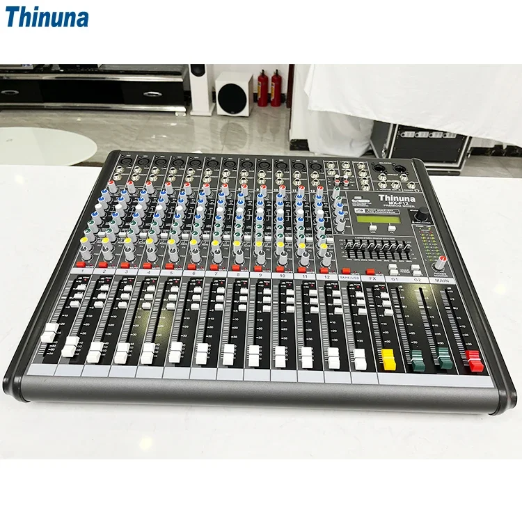 Thinuna MX-F12 Professional Karaoke DJ Audio Mixer 12 Channel Digital Audio Music Stage Mixer With Digital Effect Processor