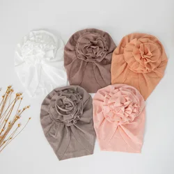 Organic Cotton Blossom Baby Turban Hats Hollow Newborn Boys Girls Flower Ruffled Caps Solid Korean Headwraps Kids Soft Headwear