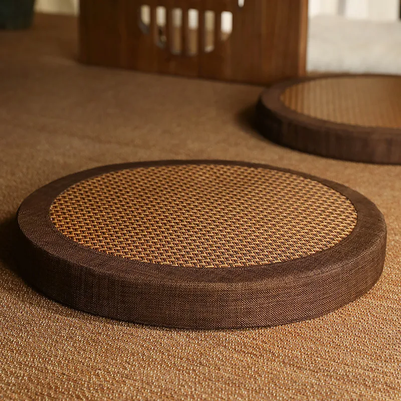 

Плетеный вручную татами-мат, натуральный плетеный соломенный напольный коврик для чайной церемонии, ротанговая подушка для коленопреклонения для домашней молитвы и медитации