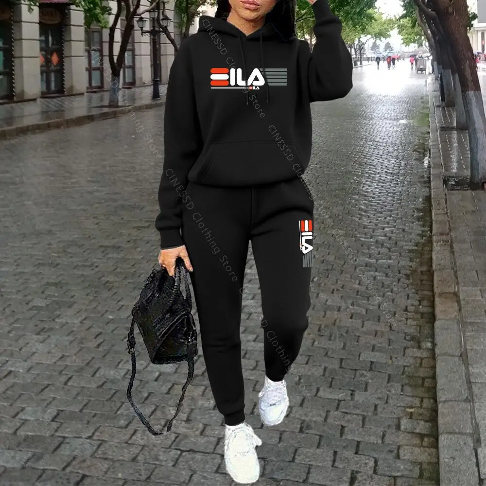 Womens Clothing Autumn Winter Hoodies Pants Fashion High Quality Aesthetic Luxury Brand Designer Streetwear Pants Sets for Women - Image 5
