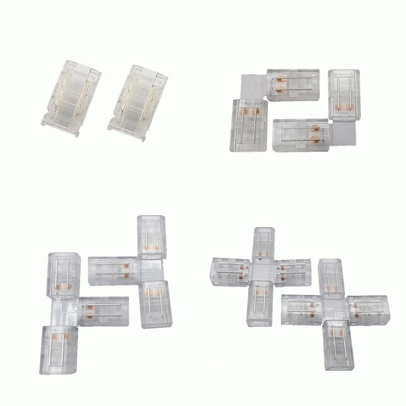 5PCS 2Pin 3Pin 4Pin COB LED Strip Connector L T X Shape Corner Connectors for 5mm 8mm 10mm Width PCB Single Color RGB CCT Strip