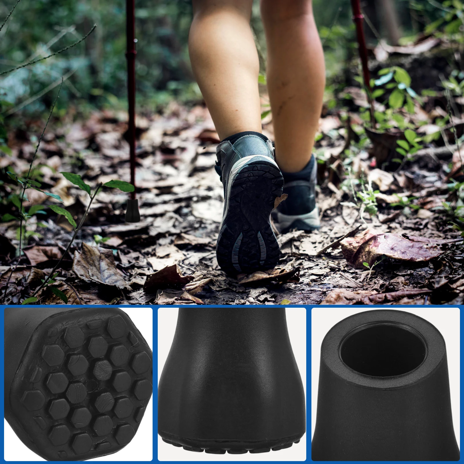 

4 pcs Trekking Pole Tips Foot Covers Anti sag Walking Sticks Replacement Outdoor Furniture Legs Non slip Soft Ground Hiking