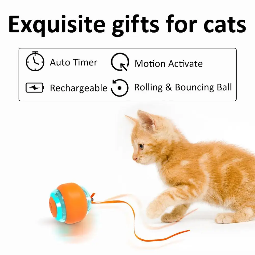Moving Cat Toy Ball With Led Light Motion Activated Cat Toy For Indoor Interactive Cat Ball Smart Cat Toy For Exercise Ente Z7S3