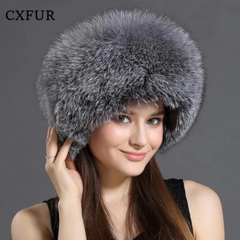 

Winter Luxury Boutique Trapper Hats Leather Top Real Silver Fox Fur Hat CX-C-77B ~ DROP SHIPPING