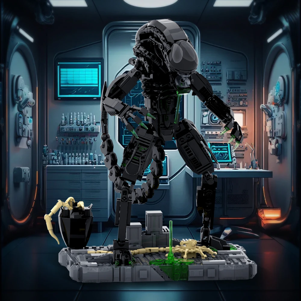 MOC Xenomorph Building Blocks Kit Toys Gift Drooling Monster Movies Alien Creature DIY Bricks Model for Boys Birthday Gift Adult