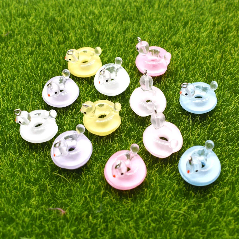 10pcs 17*21mm Simulation 3D Swimming Circle Ducks Charms For Pendant DIY Earrings Necklace Jewelry Accessories Finding