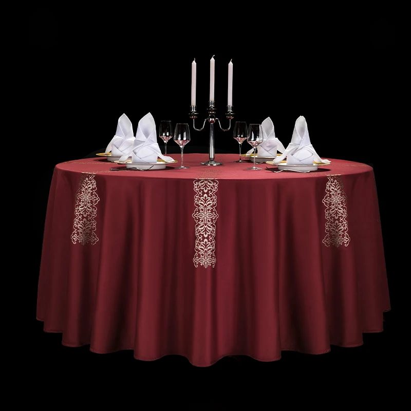 

SIWEI High-end Supplier Elegant Damask Pattern Woven Table Cloth Feel Poly Table Cloth for Hotel