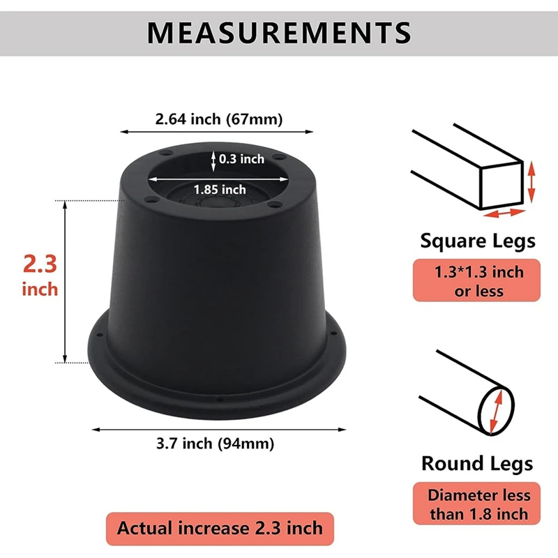 

Подставка для мебели, 6 упаковок, черные подставки для кровати, 2,3 дюйма, подъемники для кровати, стойки для дивана, дивана, стола, удлинители