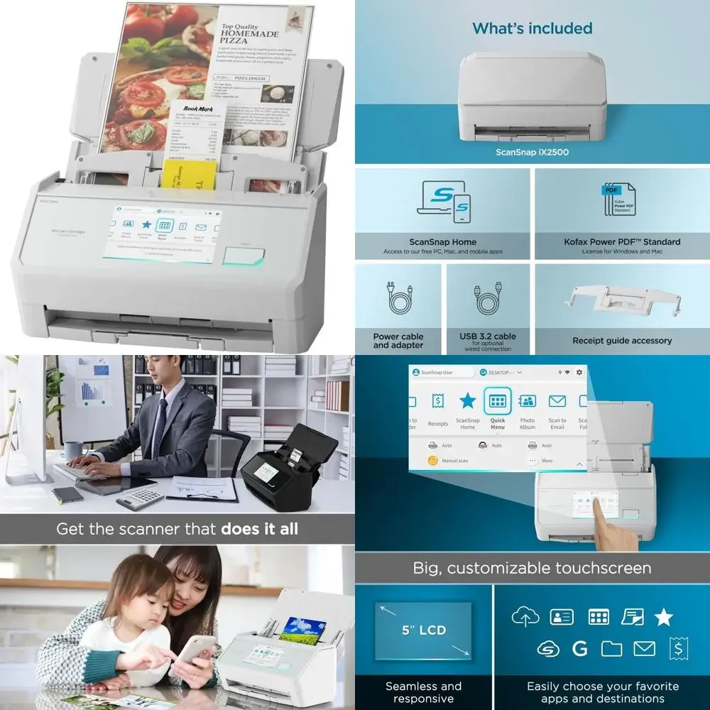 

Wireless High-Speed Document Scanner with Touchscreen and 100-Page Feeder for Cloud and PC, White