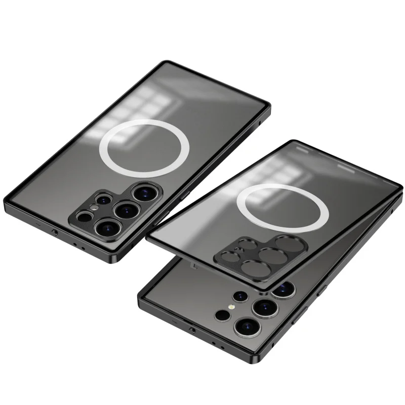 Magnetic Metal Frame Case For Samsung S26 S25 S24 Ultra Snap-Fit Matte Clear Magsafe Wireless Charging Shockproof Cover