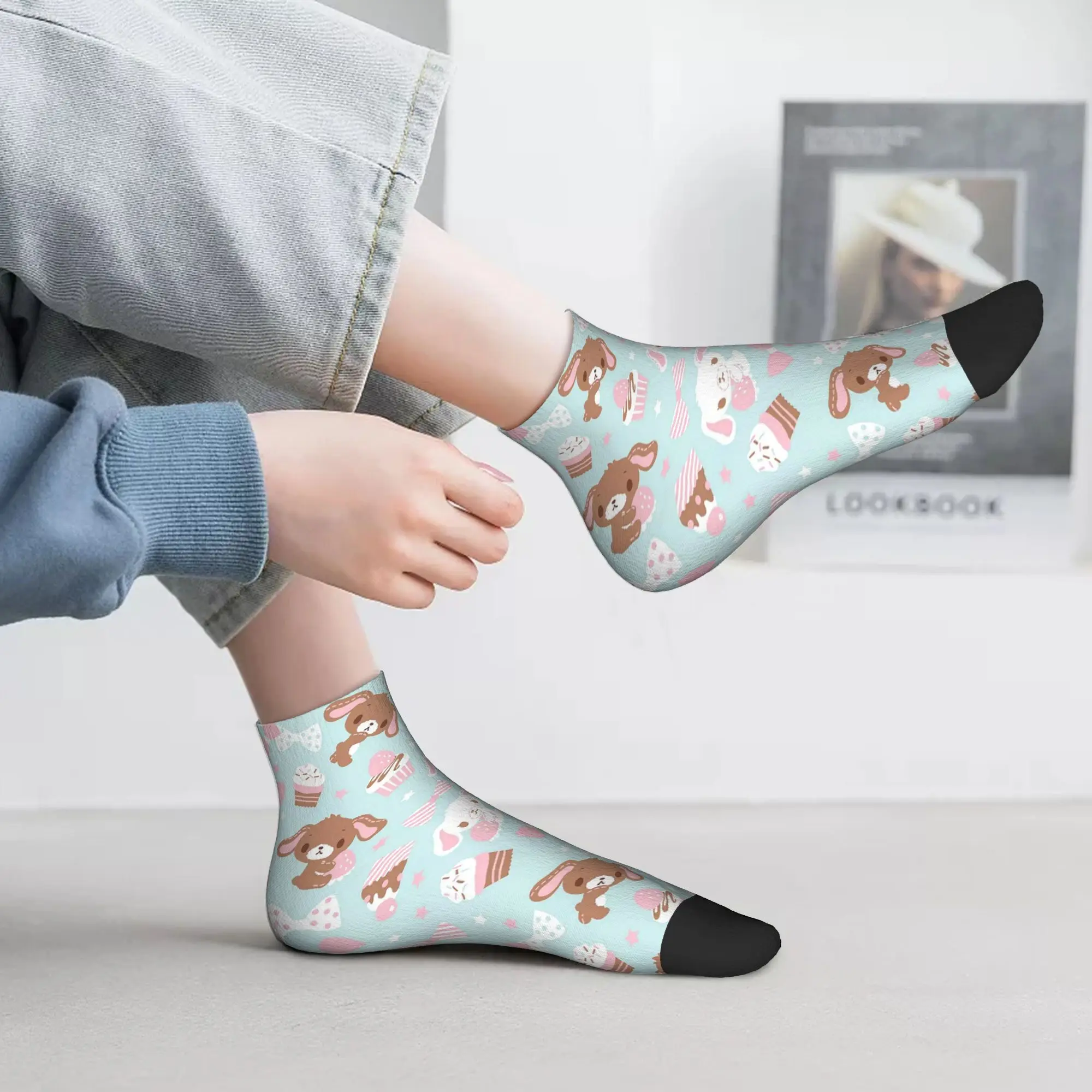 

All Seasons Sugarbunnies Anime Cartoon Socks Harajuku High Quality Crew Socks Fashion Stockings for Men Women Christmas Gifts