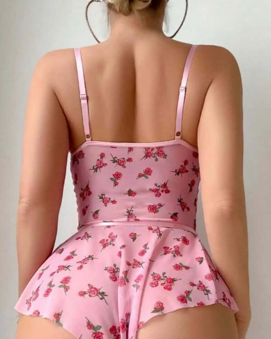 엘로레이스 섹시 언더웨어 무삭제 코케트 플로럴 댄서 바디수트 스위트 레이스 스플라이싱 메쉬 미니 바디 아름다운 성인 인형 의상