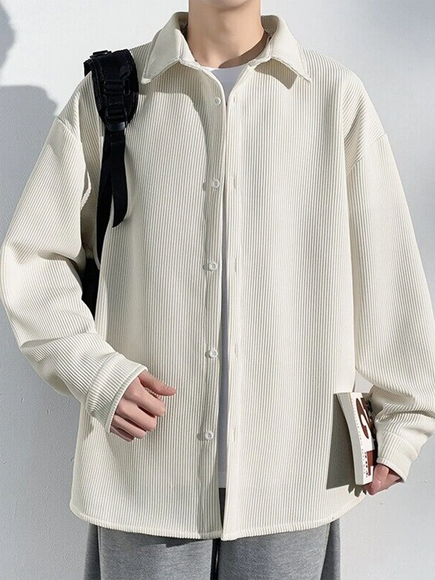 

Мужская свободная рубашка с длинным рукавом, осенняя верхняя одежда больших размеров, повседневный топ с высококачественной текстурой, новинка 2025 года