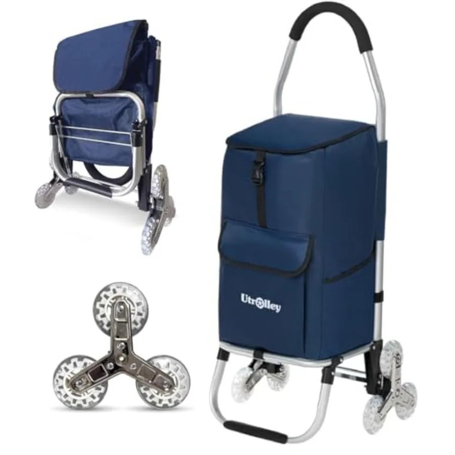 

Ultra-Lightweight Stair Climber Cart for Groceries and Laundry Durable 6-Wheel Folding Shopping Cart with Insulated Bag