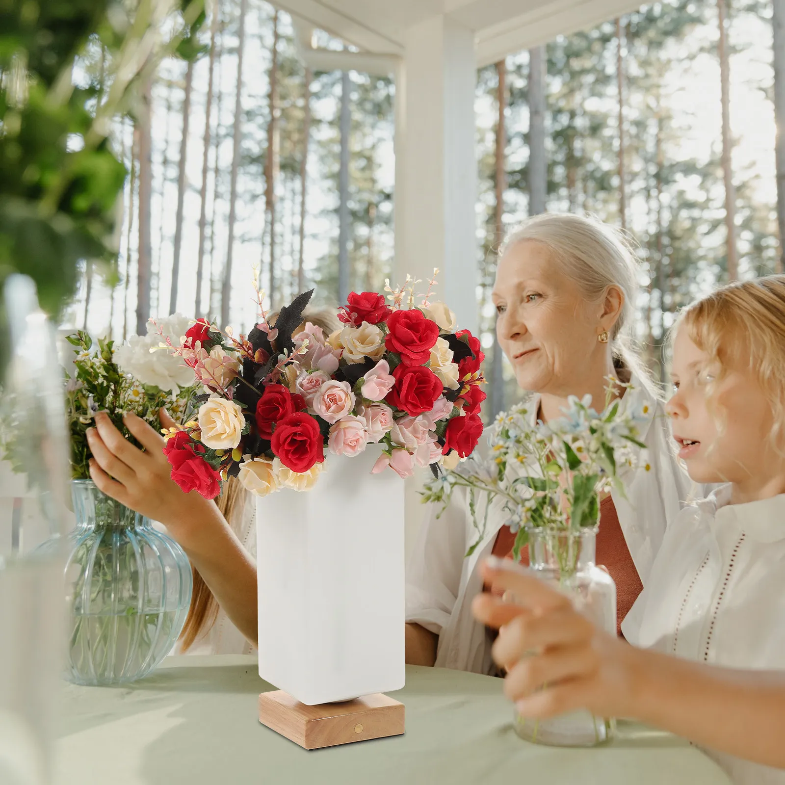 

Сенсорная лампа-ваза с регулировкой яркости, стеклянный плафон, прикроватная настольная лампа, современный минималистичный ночник для спальни, гостиной, кабинета