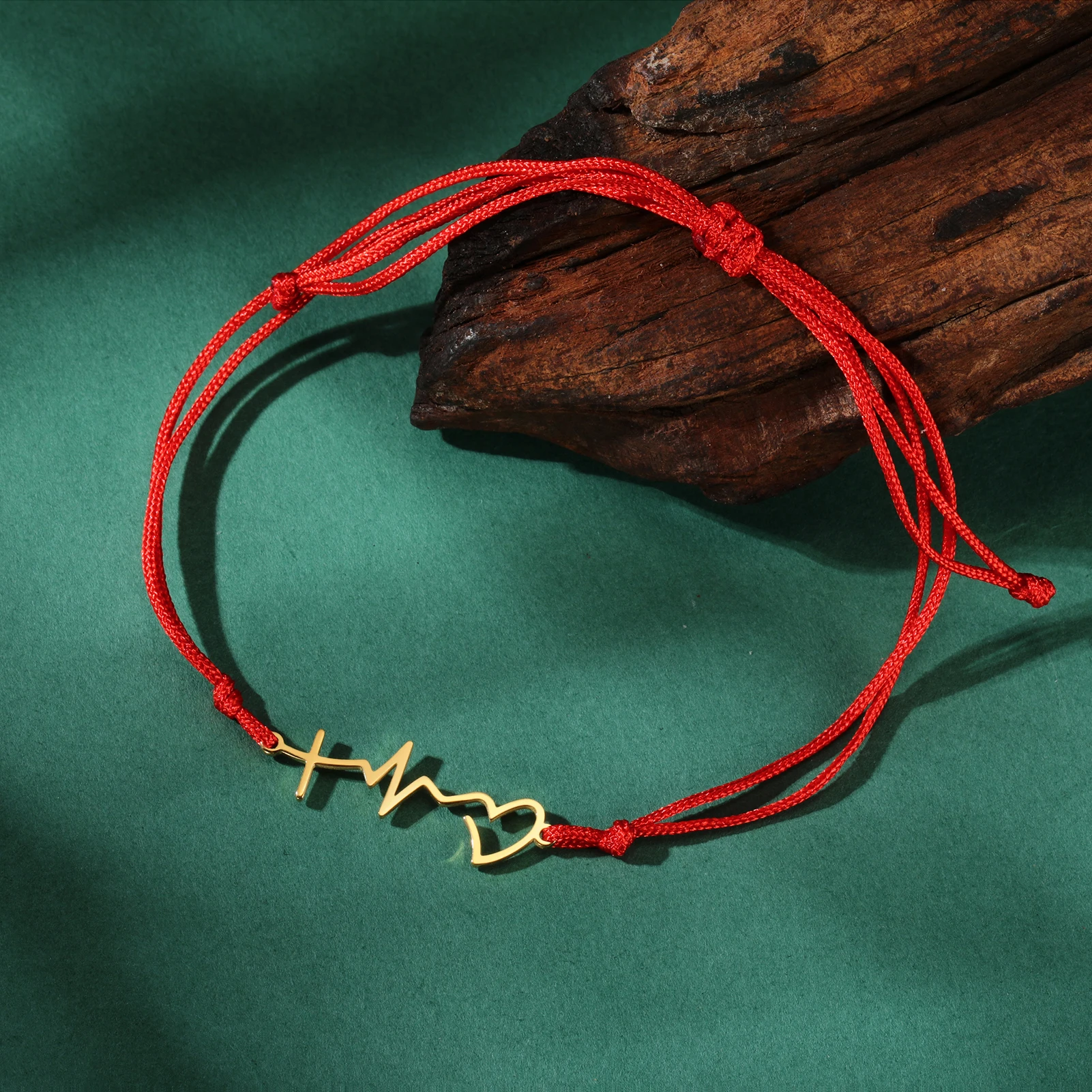 Unift Heartbeat Melody Bracelet Stainless Steel Charm Bracelet Adjustable Red Rope Chain Fashion Trendy Couple Jewelry Wholesale