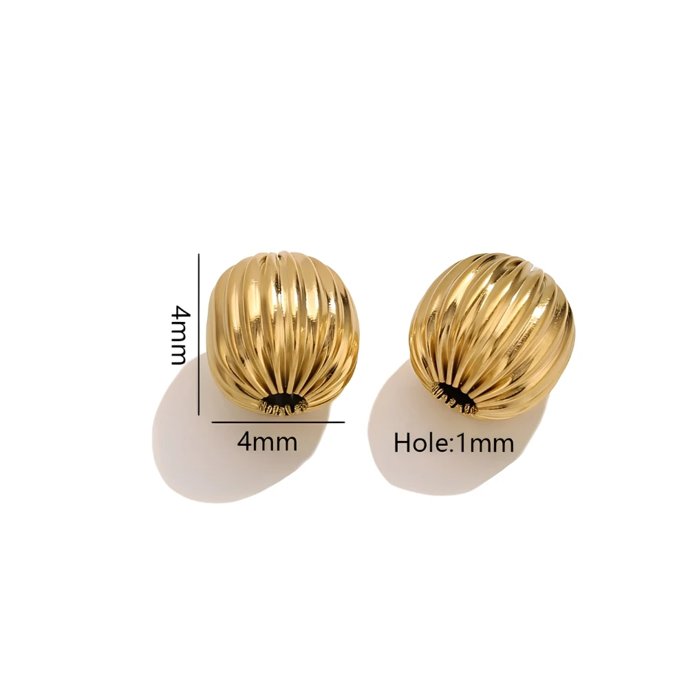 5 STKS Rvs 18 K Goud Grote Geribbelde Ovale Teardrop Vormen Losse Kralen voor DIY Armband Ketting Sieraden Maken Groothandel