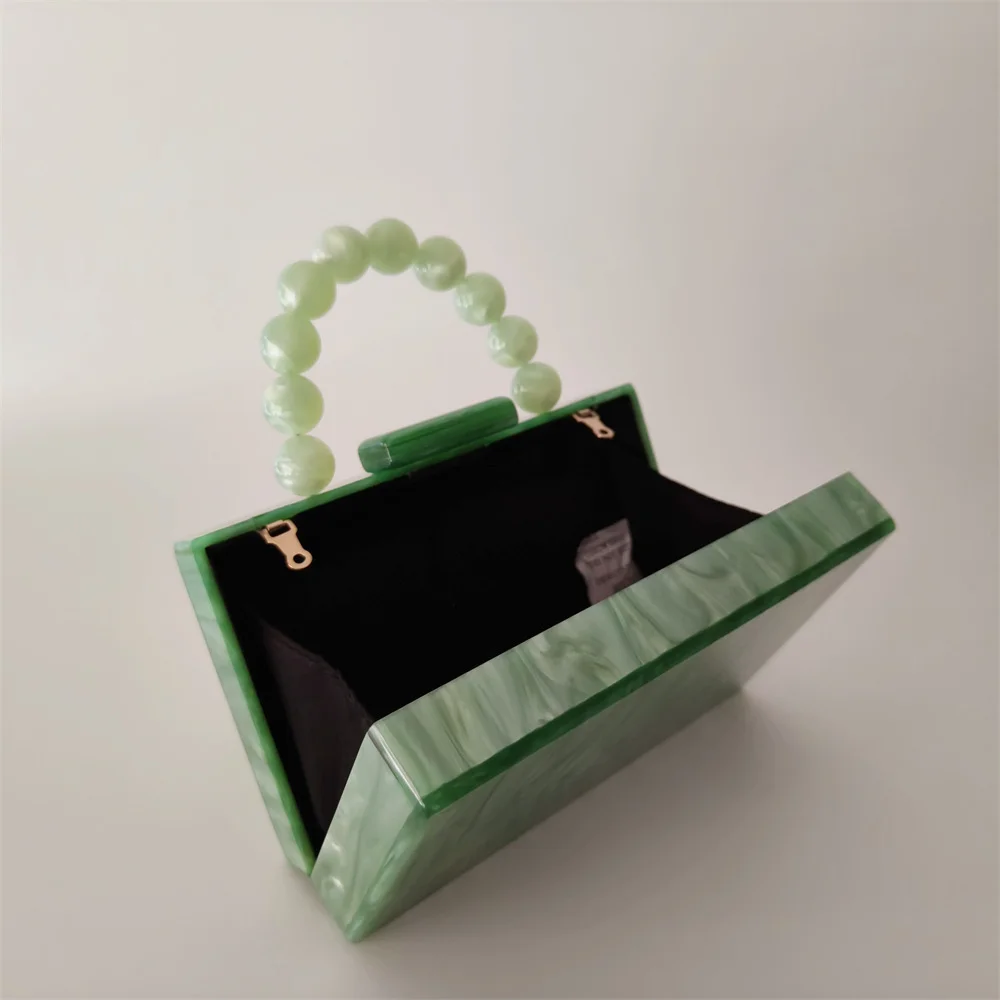 Women Luxury Light Lemon Green Acrylic Box Clutch Bag Shell Lady Small Evening Bag Minaudiere Female Handbag Wedding Party Purse