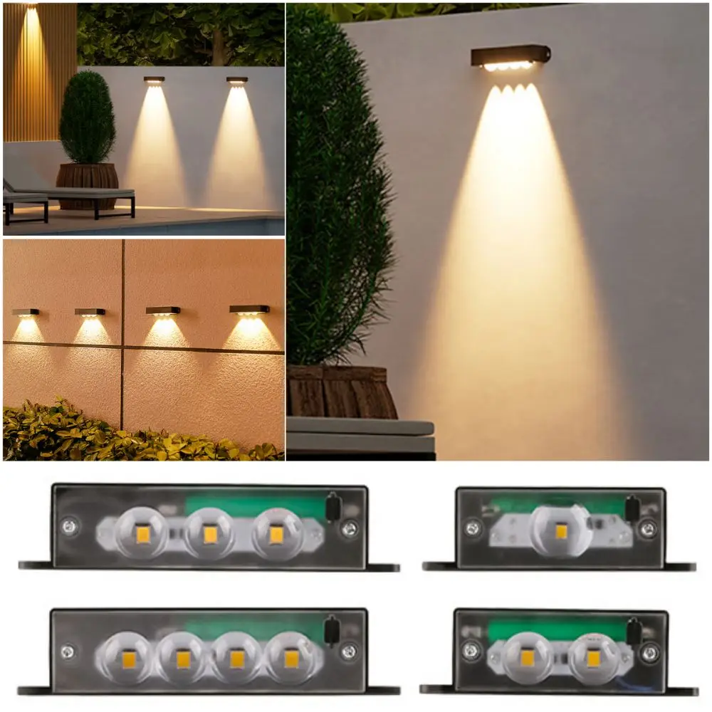 

High Quality LED Solar Garden Lights Black Shell 1/2/3/4 Lamps Solar Step Lighting Rainproof Decorative Garden Fence Light Fence