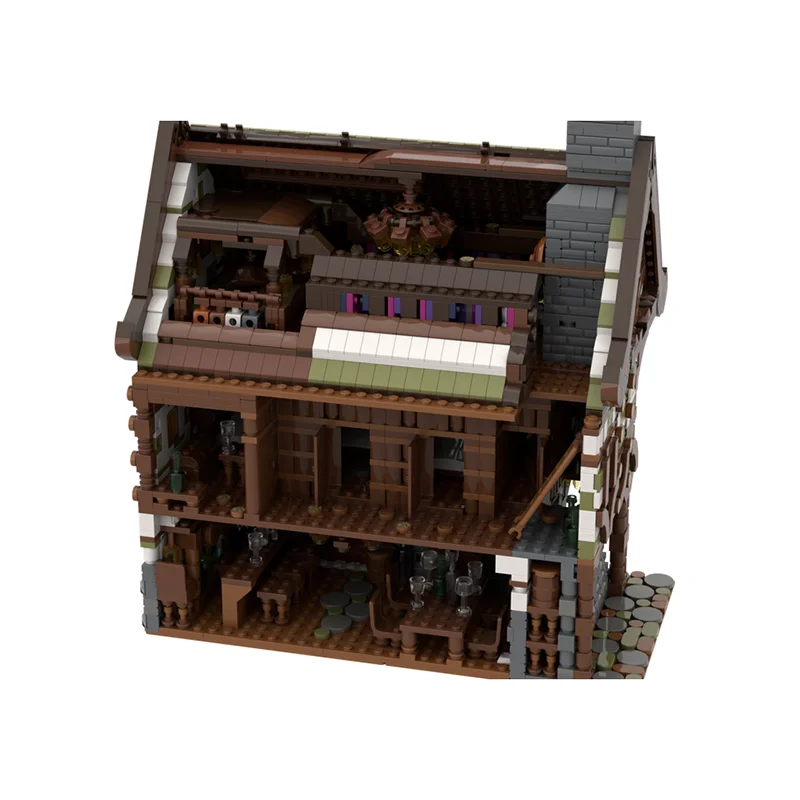 Cidade rua vista modelo moc blocos de construção casa medieval/bar/modelo interno tecnologia tijolos diy cena famosa montagem brinquedos presentes